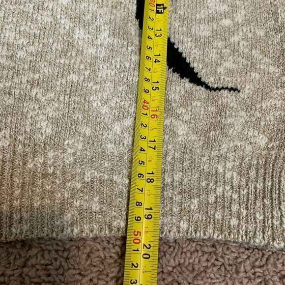 Vintage Tan Cream Appliqué Sweater Medium Floral Indie Cottage Knit Boat - Picture 6 of 6